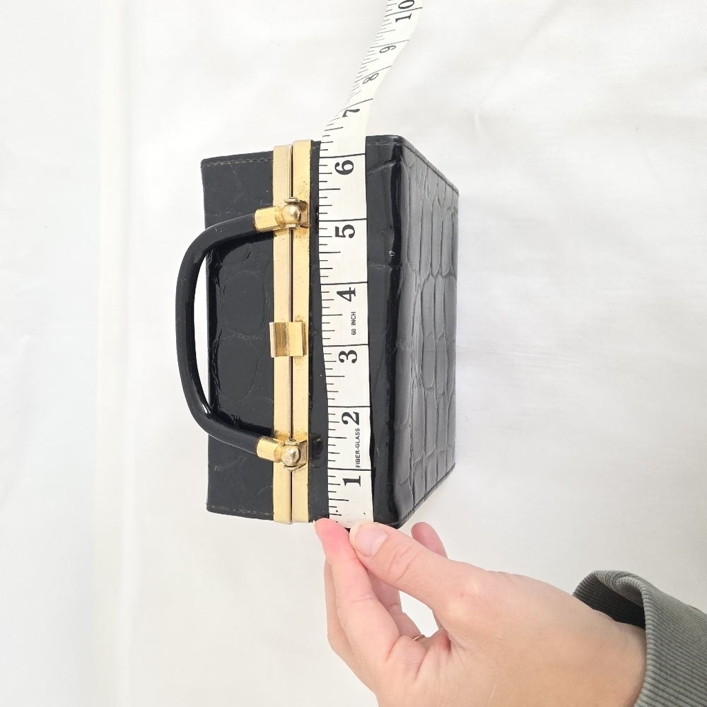 Vintage Mini Apothecary Pill Box Croc Print Handbag - Picture 6 of 9